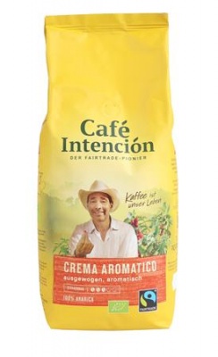 Káva, pražená, BIO, zrnková, 1000 g, "CAFÉ INTENCIÓN "Crema Aromatico"