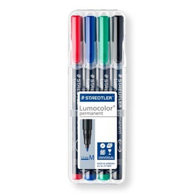 Permanentný popisovač, sada, OHP, 1 mm, STAEDTLER "Lumocolor® 317 M", 4 rôzne farby