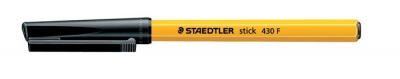 Guľôčkové pero, 0,3 mm, s vrchnákom, STAEDTLER "Stick 430 F", čierne