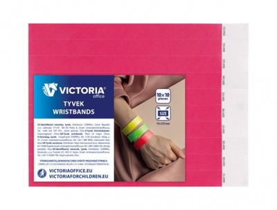 Identifikačný náramok, 3/4", tyvek, neónovo ružový, VICTORIA OFFICE